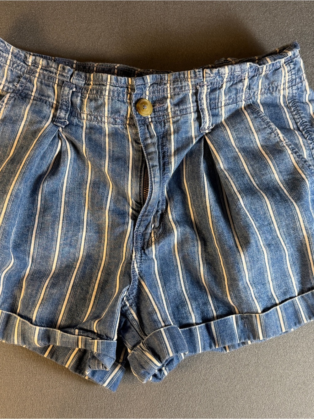 American Eagle Outfitters Blue and White Striped High-Waist Shorts